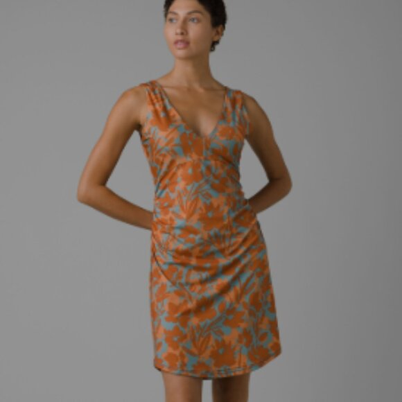 Prana Pearl Isla Dress in Faded Poppy Bloom NWT Size Large Bluesign Sustainable - Picture 1 of 13